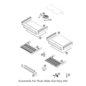 Thule Vysouvací schůdek Slide-Out Step V03 -náhradní díly 10. Pinions + Axle for Motor Slide-Out Step 12V, Set
